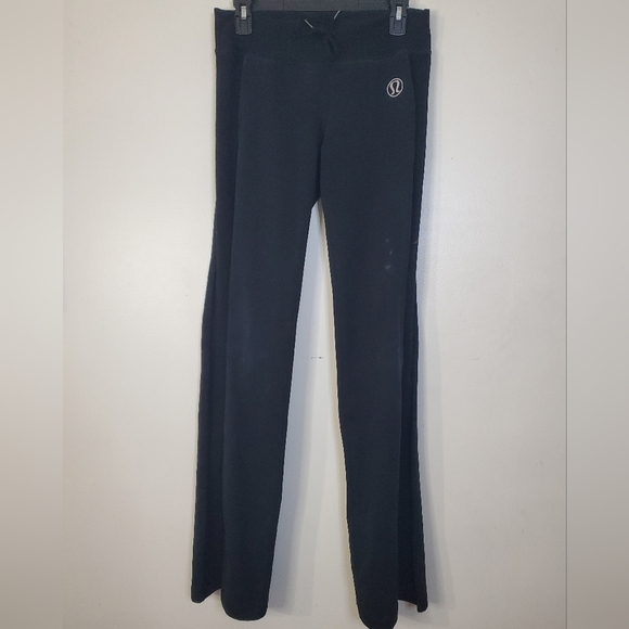 Lululemon Flareleg Pants Drawstring Waist Side Panel Long Legs Big Hip Logo - Picture 1 of 16